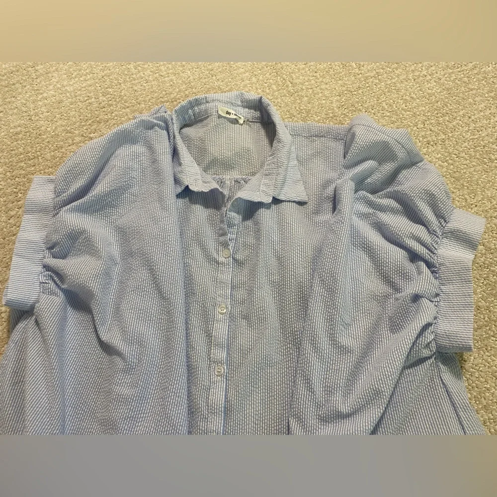 Classic Blue Striped Button Down Shirt for Women - Picture 13 of 14